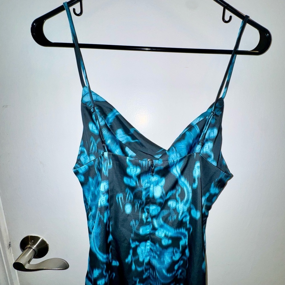 Urban Outfitters Mallory Teal and Black Cowl Neck Slip Dress - Picture 6 of 8